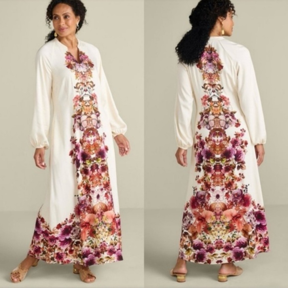 SOFT SURROUNDINGS Paulette floral shirt maxi dress Fall Festival Size Petite XS